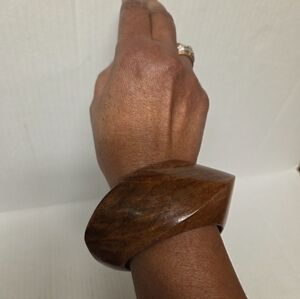 Vintage Pure Hands "Tropicalia" Handmade Natural Sisso Wood Bangle Bracelet